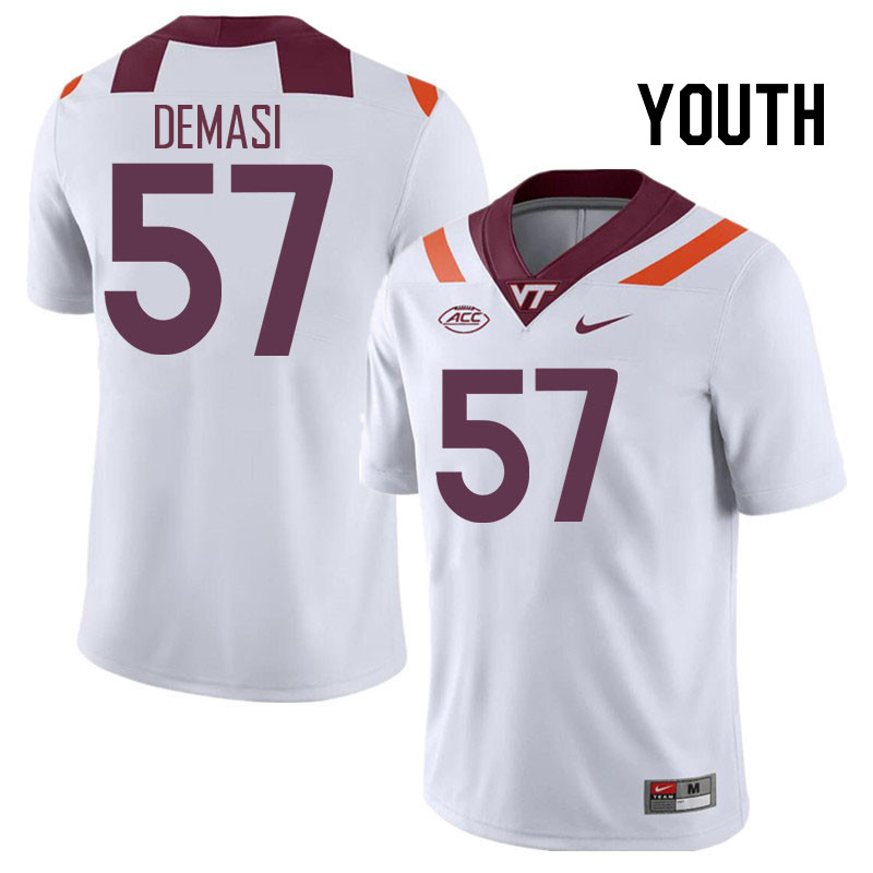 Youth #57 Brayden DeMasi Virginia Tech Hokies College Football Jerseys Stitched Sale-White